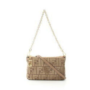 FENDI Baguette Pouch Handbag Canvas Brown